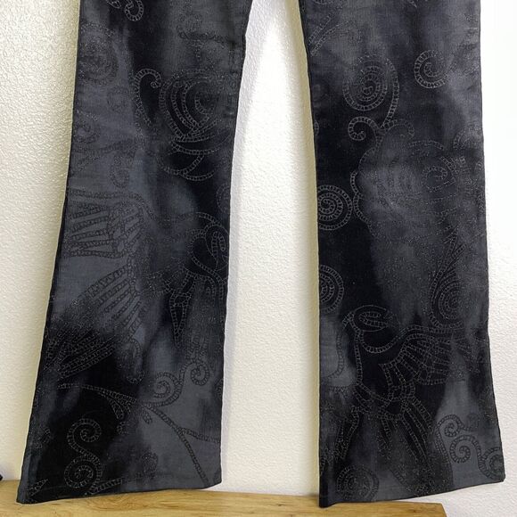 Vintage 90s Y2K Bebe Flare Leg Pants Size M Black Gray Metallic Eagle Low Rise - Picture 4 of 7